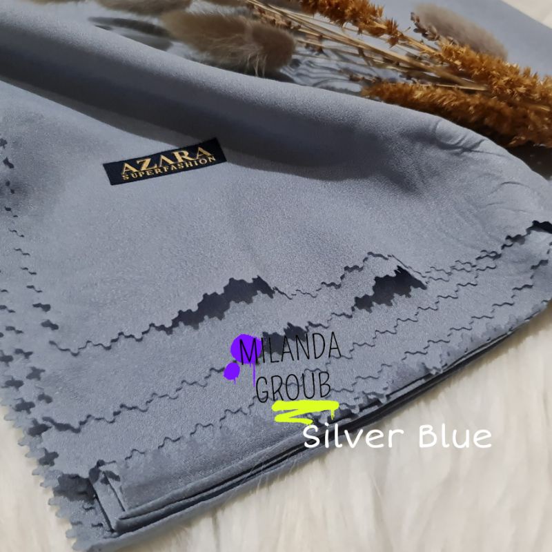 Azara Hijab Segiempat Diamond Lacer Cut 110X110 CM-Silver Blue