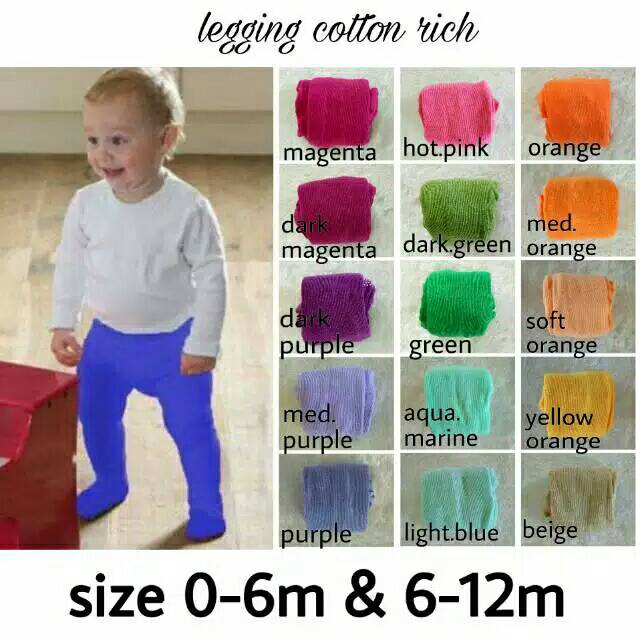 Legging cotton rich tights polos 4in1 legging bayi polos rainbow celana bayi