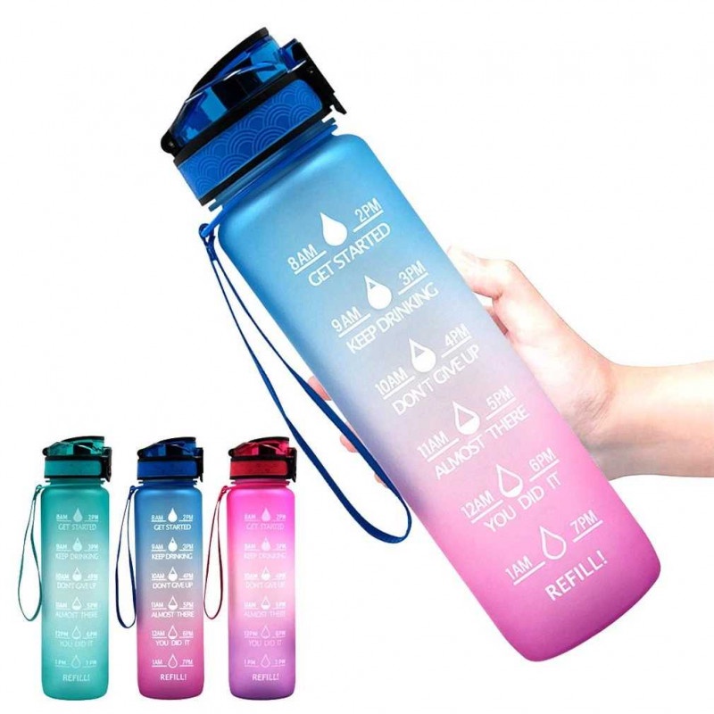 Botol Minum Tabung 1000ml Leakproof Frosted BPA Free Anti Tumpah