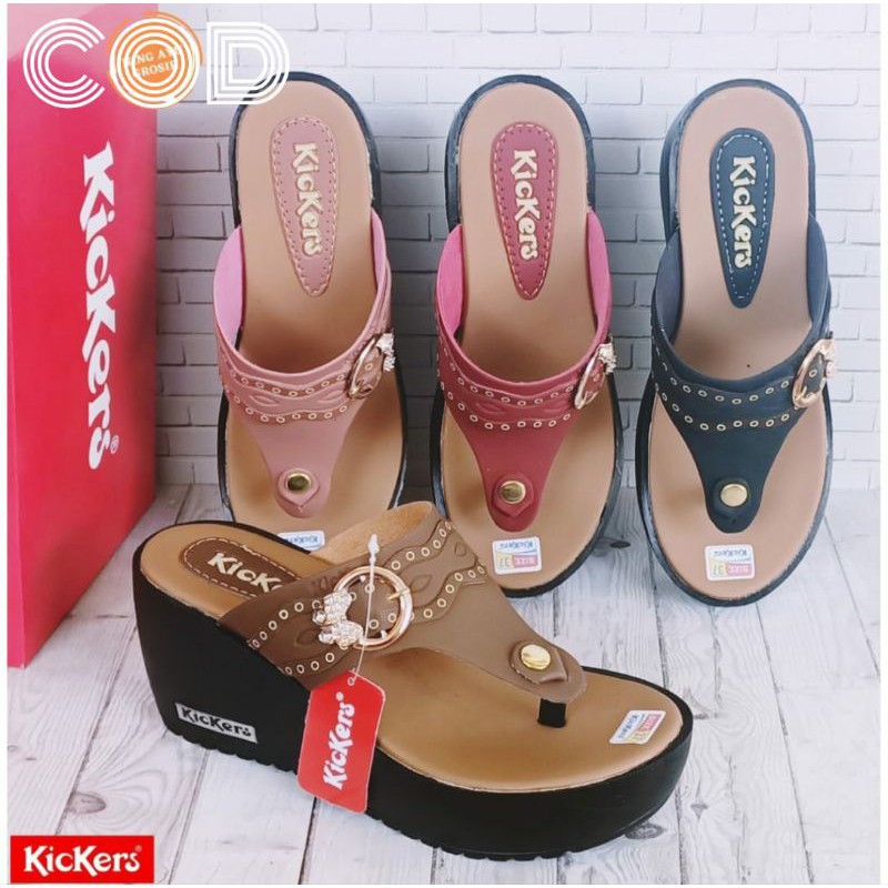 (COD) SANDAL JAPIT WEDGES WANITA KICKERS 7CM