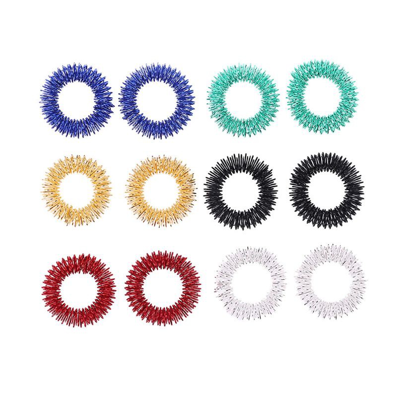 Mary 12pcs Mainan Fidget Ring Spiky Akupresur Tanpa Suara Untuk Fokus/Pereda Stress/Adhd Anak/Dewasa