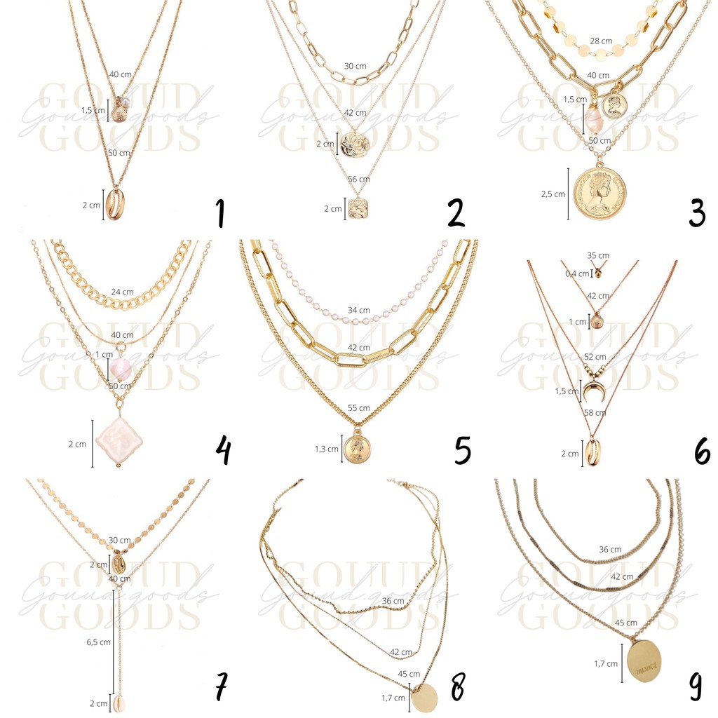 Kalung Rantai Layer / Kalung Aesthetic / Aksesoris Kalung Wanita Korea Necklace Impor
