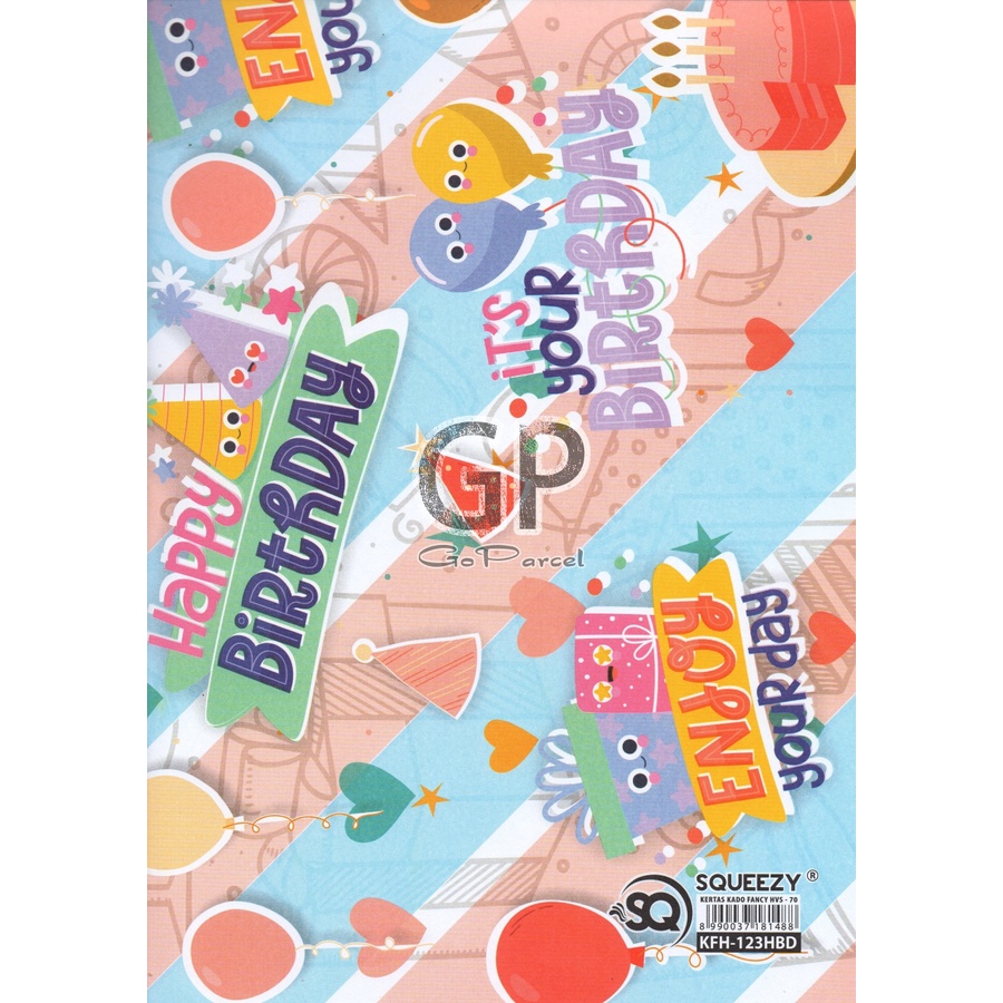 ( 5 Lembar ) KERTAS KADO SQ DOFF - GIFT WRAPPING PAPER HAPPY BIRTHDAY SELAMAT ULANG TAHUN ANAK / HBD HBDAY BDAY BALON PESTA PARTY KADO ULTAH