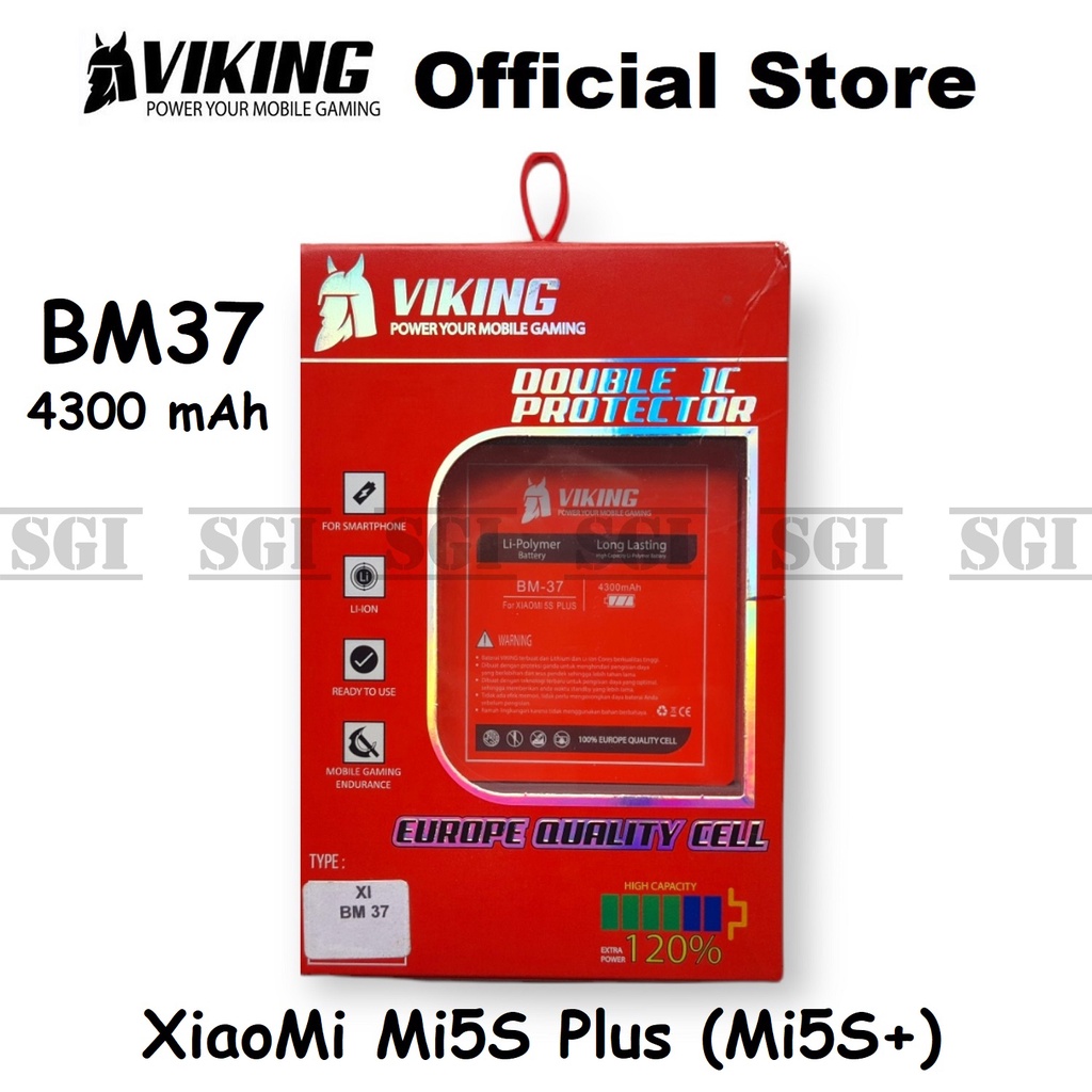 Baterai VIKING Double Power Original XiaoMi BM37 Mi5S Plus Batre Batrai Battery Handphone HP Dual