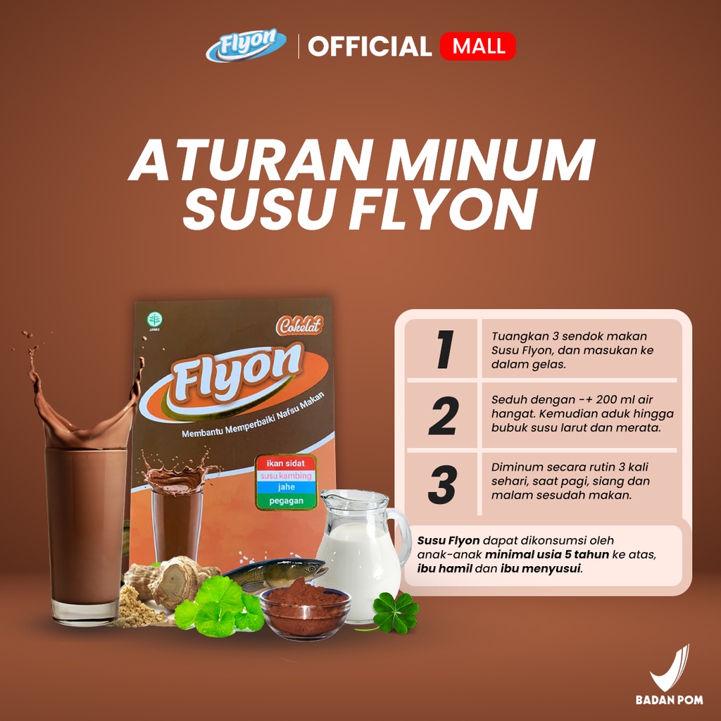 Susu Flyon COKLAT Penambah Nafsu Makan Penggemuk Badan Full Nutrisi Penambah Berat Badan-3