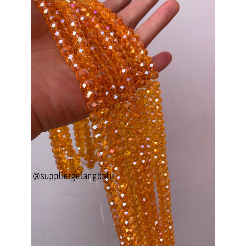 Crystal Ceko transparan 6mm ORANGE bening oren bahan gelang kalung DIY