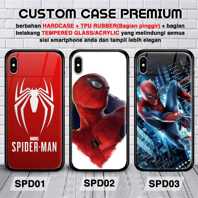 CUSTOM CASE SPIDERMAN A6 2018/A6 PLUS 2018/A8 PLUS 2018/J2 CORE/J7 CORE PREMIUM CASE GLASS CASE