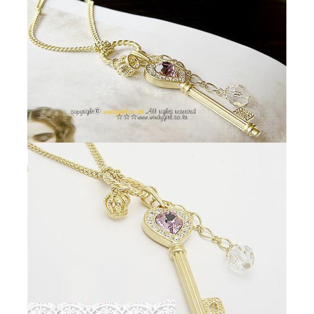 Kalung Liontin Wanita Gembok CROWN Kunci Korea Fashion Women Necklace Alloy Mahkota Kalung Cew