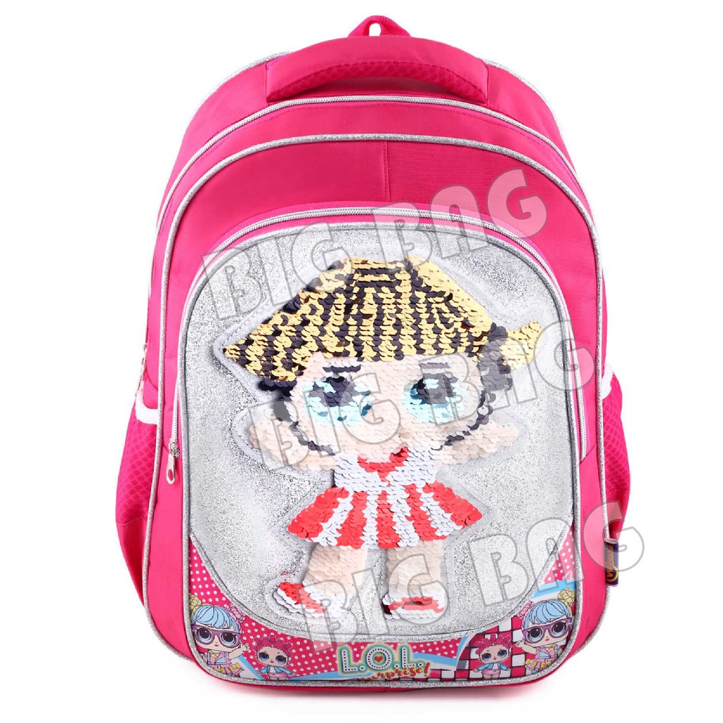 Tas Ransel Anak Perempuan Karakter Lol Surprise GLITTER-Tas Ransel Model Usap/Swipe Glitter+LUNCHBOX