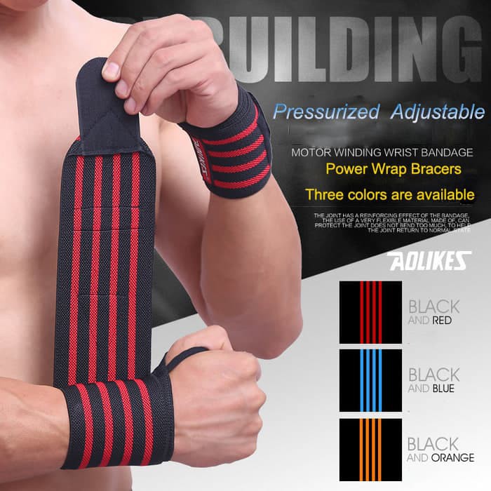 1 Pcs AOLIKES 1539 60*8 cm Wrist Wrap Strap Hand Support Lifting Sarung Tangan Gym Fitness