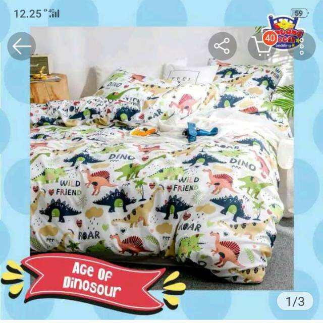 SPREI MOTIF DINO DINOSAURUS ANAK MURAH