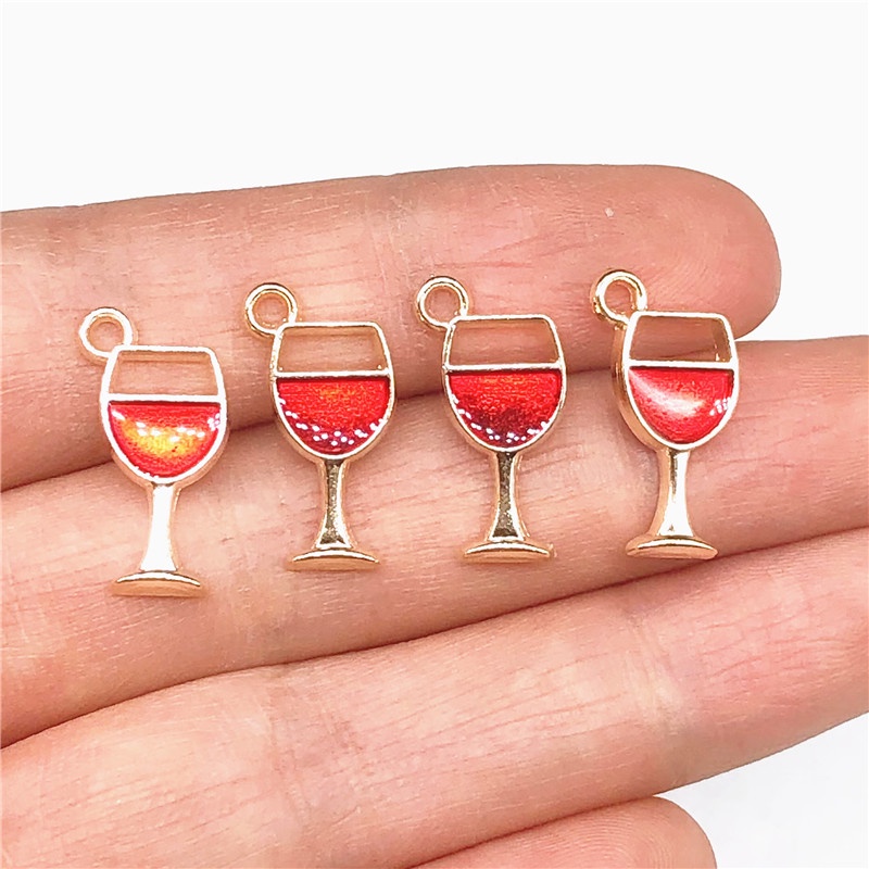 4pcs Liontin Kalunggelanganting Enamel DIY Bahan Alloy Warna Merah Charms