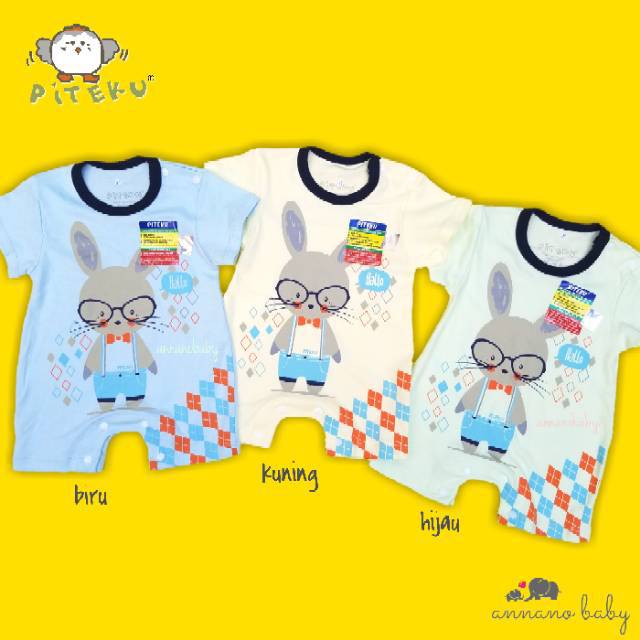 PITEKU Baju Bayi Laki-laki Romper Newborn 0-6 Bulan