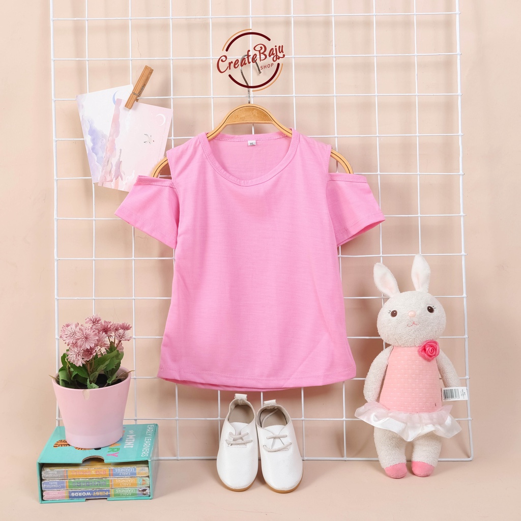 KAOS SABRINA ANAK CEWEK 1-4 TAHUN RUFFLE TEE MODEL SABRINA POLOS TERMURAH BAJU ATASAN ANAK CEWEK