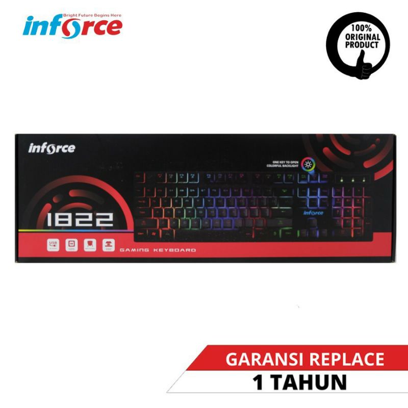 KEYBOARD GAMING INFORCE KB1822 1822 KABEL USB ILLUMINATED WATERPROOF WIRED