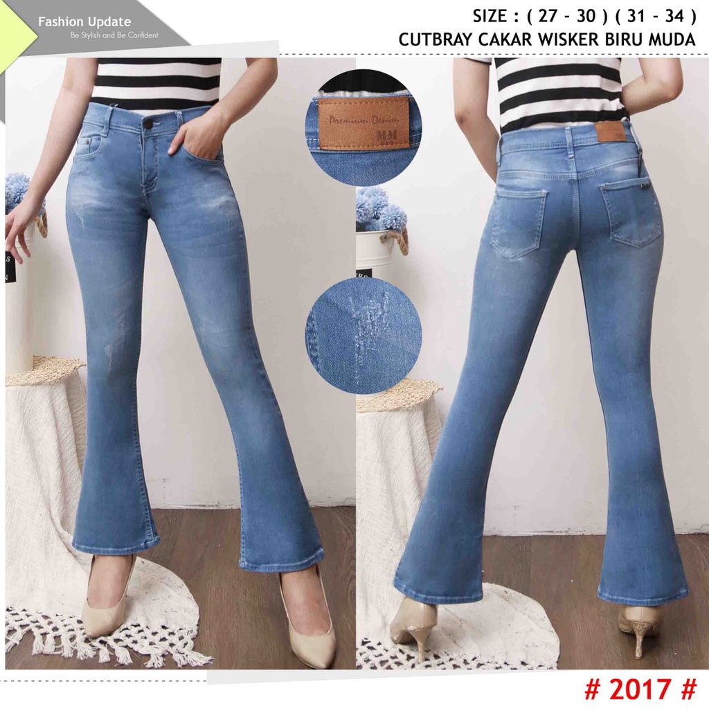 Celana Panjang Jeans Wanita Cutbray Cakar Whisker 27-30 31-34 Bisa Bayar Ditempat(COD)