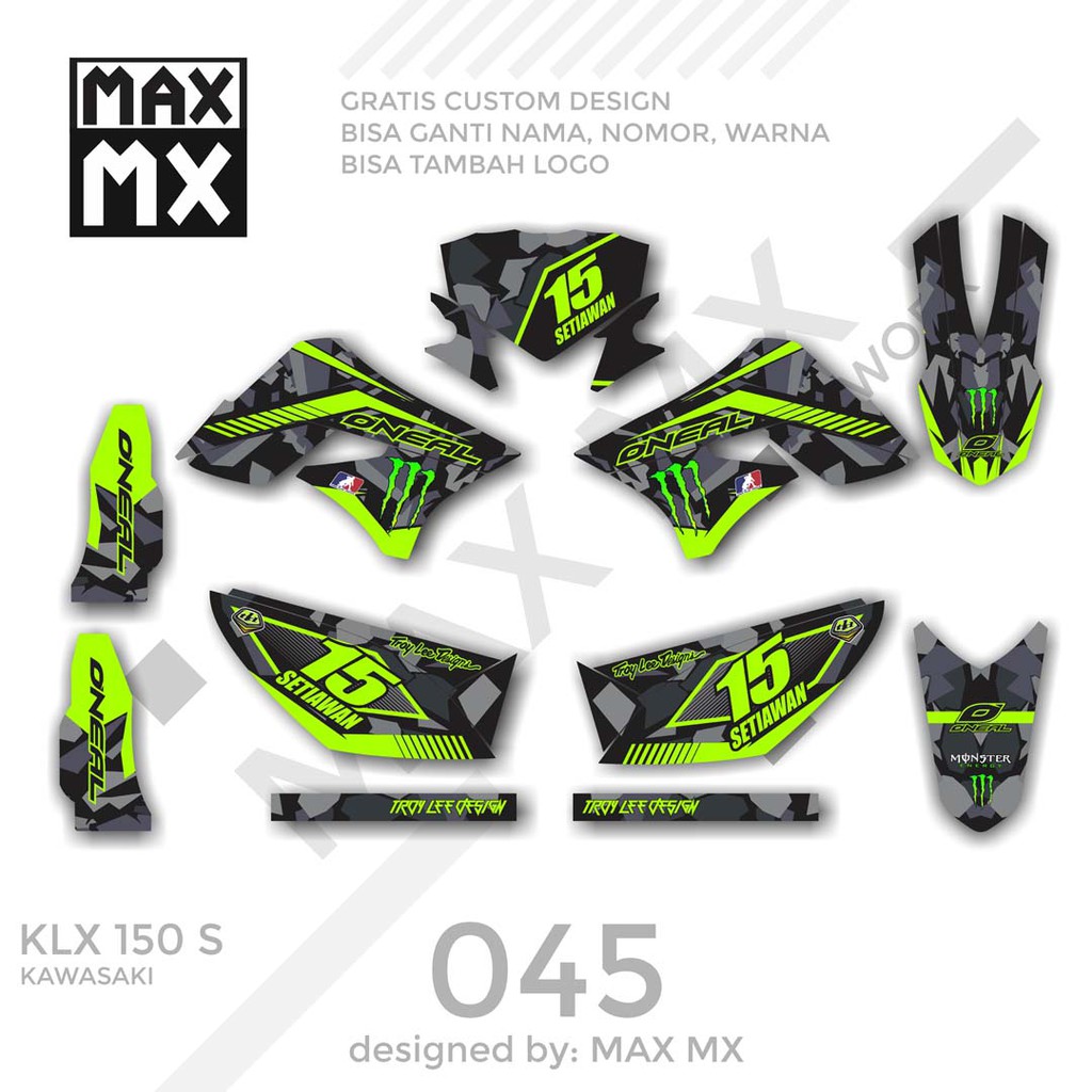 MX-01045 decal klx 150 hijau hitam army