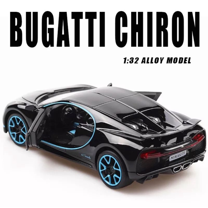 Diecast Mobil Sport Bugatti Chiron Miniatur Mobil Mobilan Pajangan 1:32