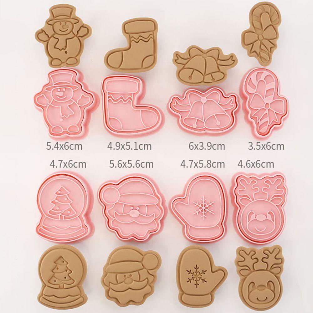 R-FLOWER Cookie Cutters 3D Untuk Bayi Anak Tema Natal Cookie Stamp Kartun Pressable Baking Tools