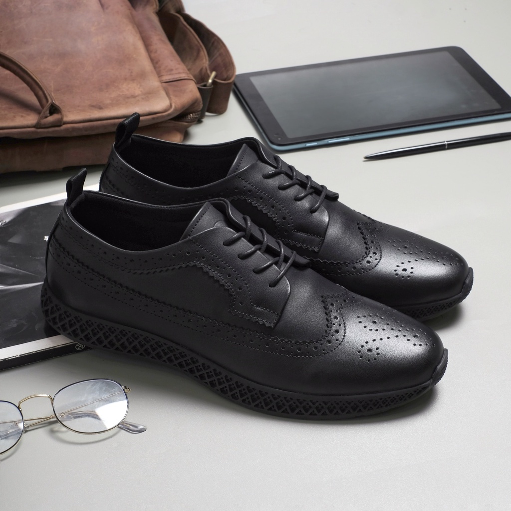 BRITISH 2.1 BLACK  (Kulit Asli) - Kenzios Sepatu Formal Pria Pantofel Kulit Asli Casual Kerja Kantor Pantopel Hitam Kasual Oxford Original