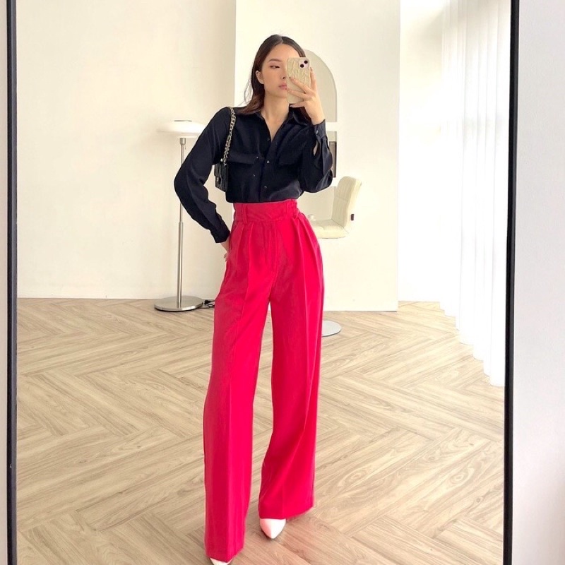 KAI CULLOTES WIDE KOREA LONG PANTS - CELANA KULOT THICK BELT WANITA PREMIUM - CELANA CULLOTE BAN PINGGANG TINGGI - CELANA KERJA PANJANG FORMAL FUSCHIA WANITA - HADIAH ATAU KADO ULTAH CEWEK