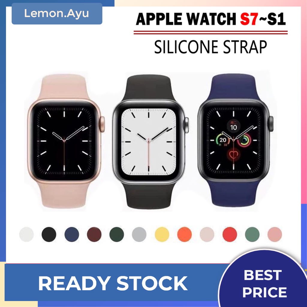 Strap iWatch Soft Silicone Sport Band for Apple Watch Series 1 2 3 4 5 6 SE 38mm 40mm 42mm 44mm Series 7 41mm 45mm