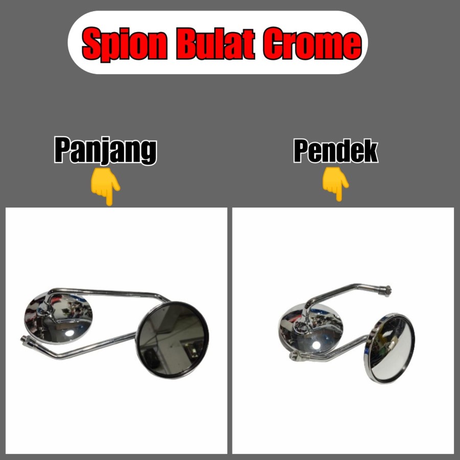 Spion Bulat Vespa Crome Kaca Cembung Drat Honda Spion