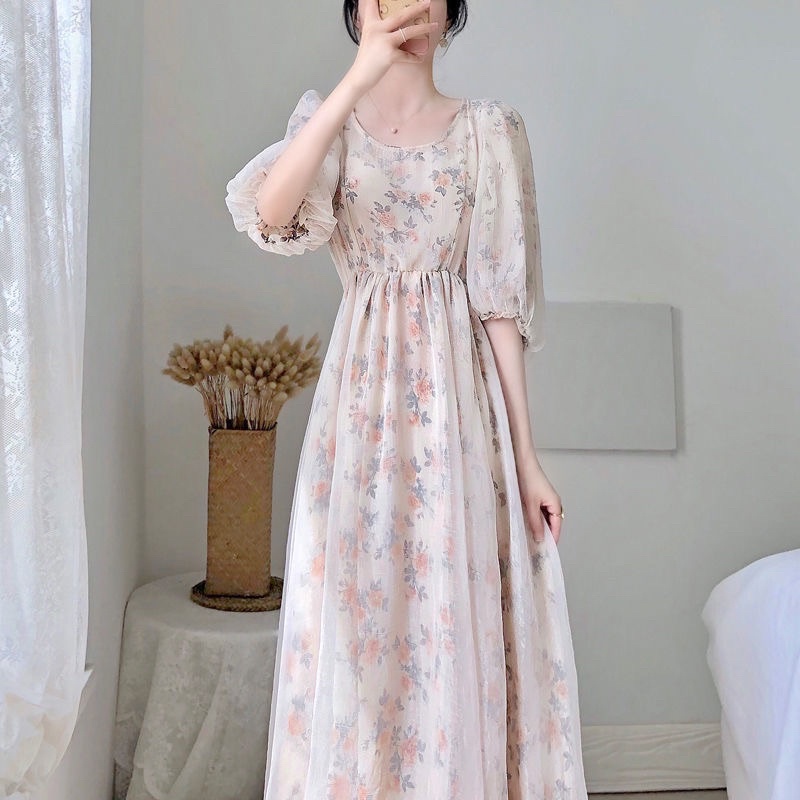 Dress Panjang  Fashion Floral Chifon M40