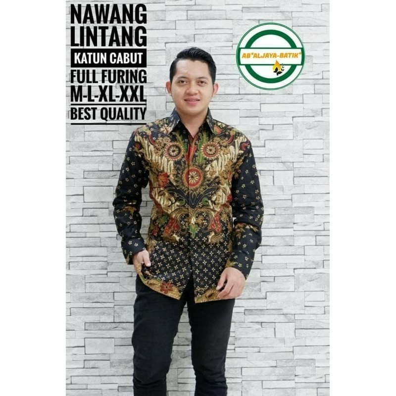 NAWANG LINTANG Baju Kemeja Batik Pria Solo Premium Modern Lengan Panjang Katun FULL FURING Aljaya