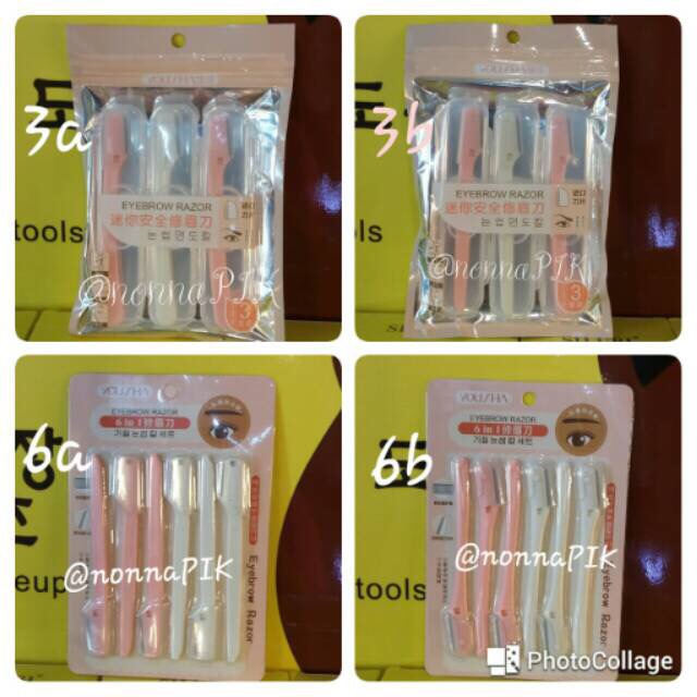 3 - 6 Buah Pencukur Alis + Sisir Alis + Mika Travel Korea Import