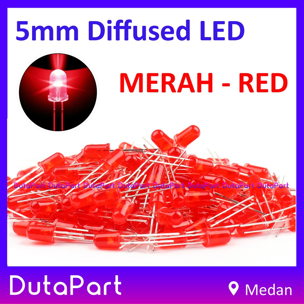 LED 5mm MERAH RED Diffused F5 LED Dioda KUALITAS BAGUS