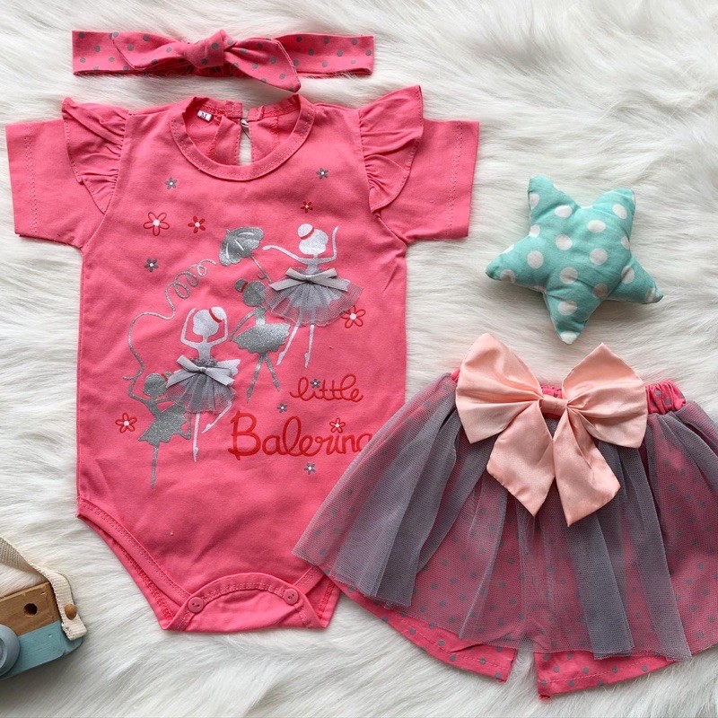 baju anak perempuan baru lahir newborn 0-12 bulan little ballerina tutu pants set