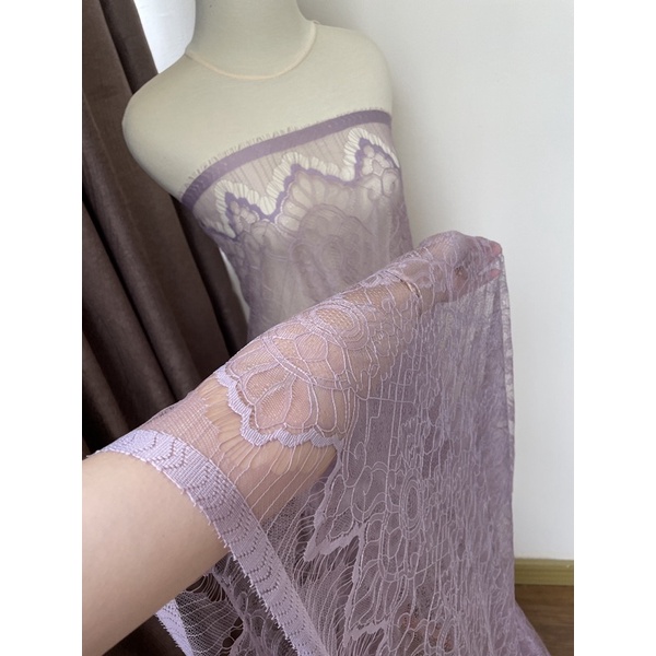 Brukat Lace Chantily  Shantily Panel Warna Mauve