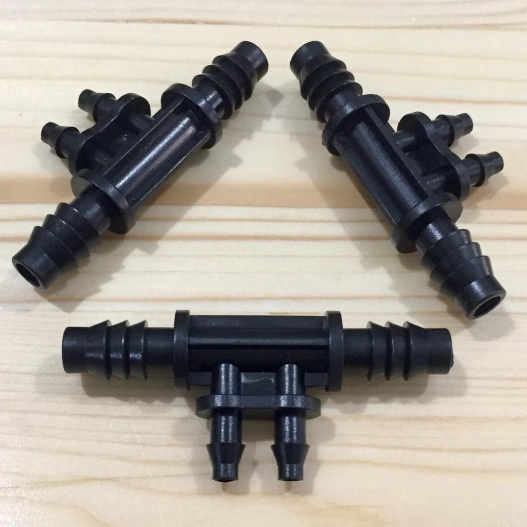Double Tee T Reducer Connector 8x11mm to 4x7mm Konektor 8 mm x 11 mm ke 4 mm x 7 mm utk Hidroponik