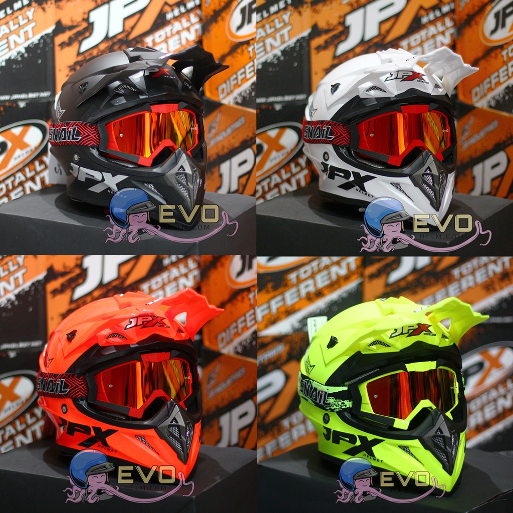 PROMO HELM JPX CROSS SOLID + GOGGLE SNAIL MX30 ORIGINAL HELM JPX SOLID JPX POLOS HELM CROSS POLOS HI