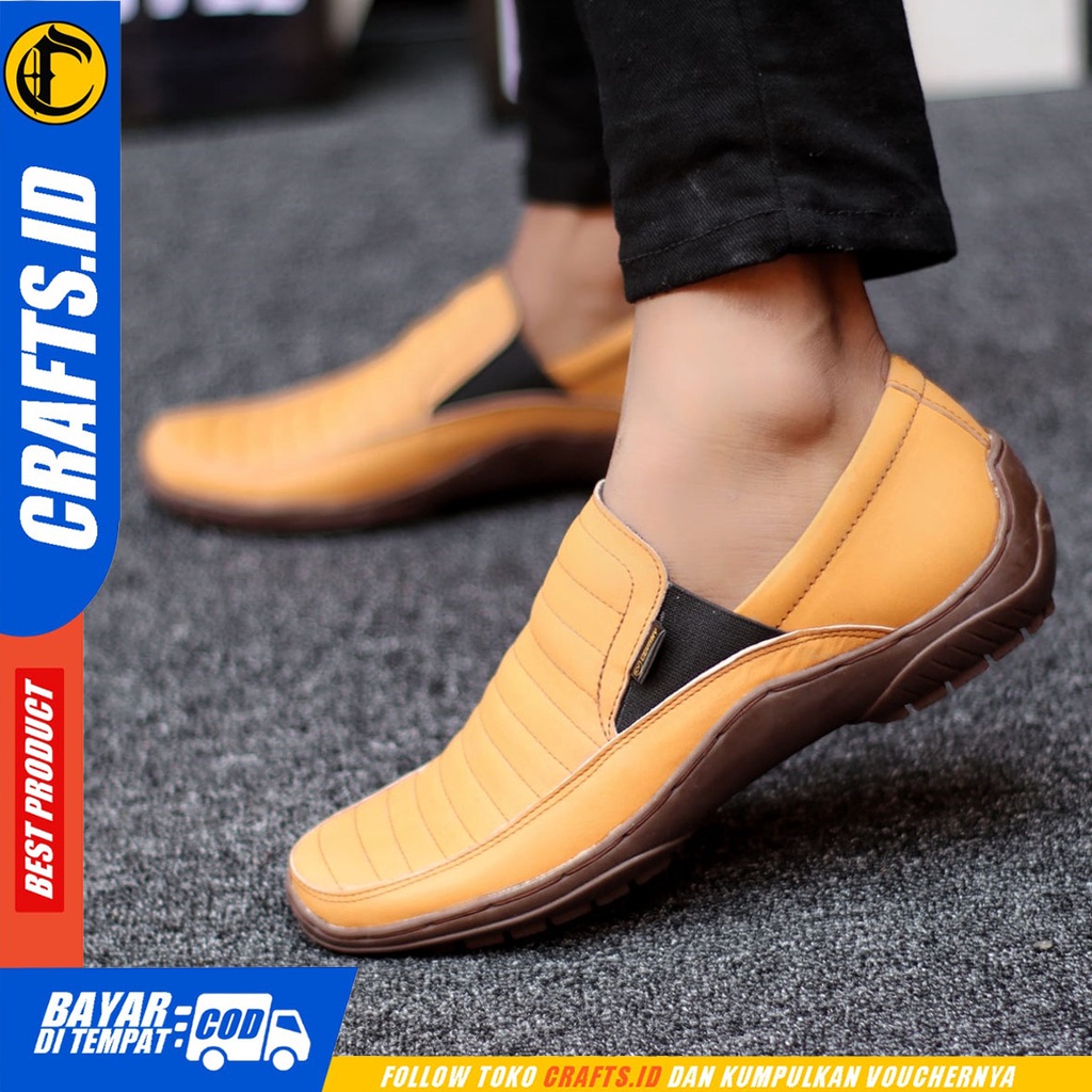 Crafts Badil - Sepatu Casual Slip On Kulit Asli Kerja Pria