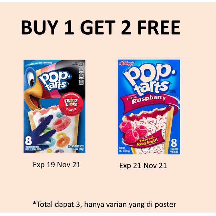 

4eh Kelloggs Pop Tarts 8 Toaster Pastries - Pastri Impor Isi 8 Pastri - B1G3Frootloop 60Jhh
