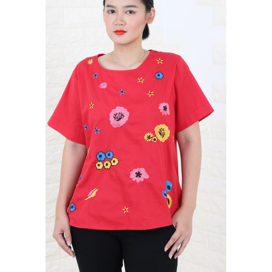 ATASAN JUMBO/KAOS IMPORT/BLUS IBU IBU/PAKAIAN MURAH WANITA/ 17249-K - Merah