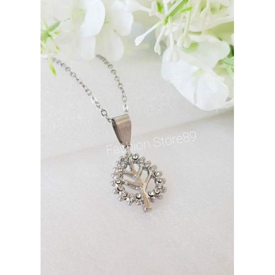 Kalung Modrl Pohon Full permata zircon titanium gold silver antikarat bestquality import