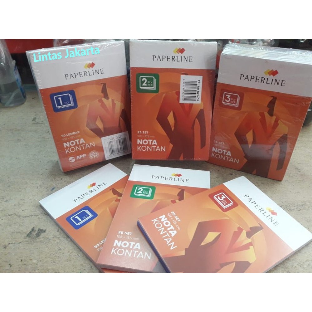 Buku Nota Kontan Besar 1 Rangkap / 1 Ply HVS Merk Paperline ( Isi 10 buku )