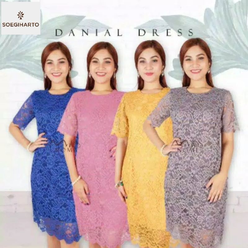 DRESS PESTA BRUKAT LACE IMPORT JUMBO/ GAUN PESTA PENDEK BIGISIZE / DANIAL