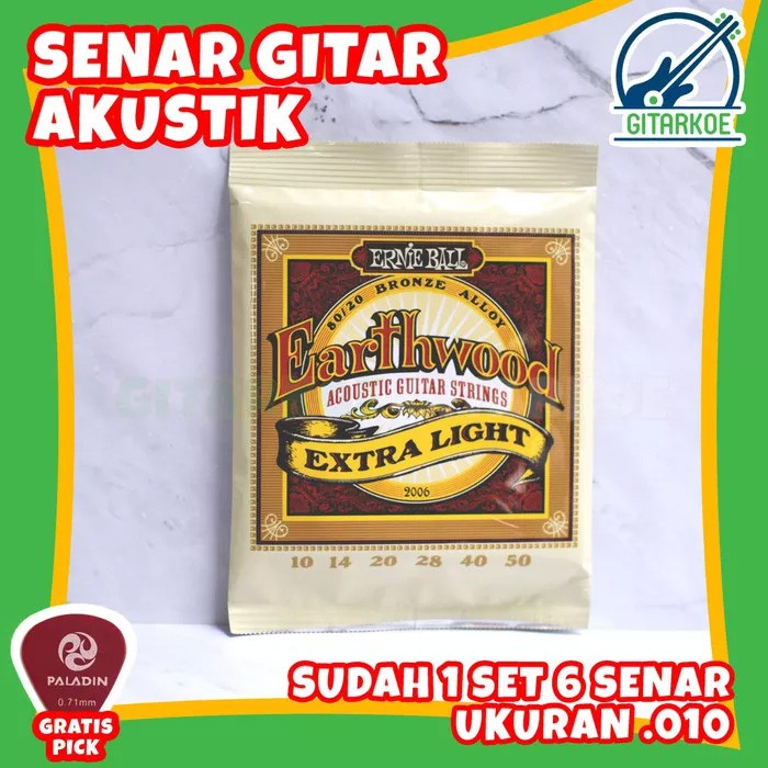 Senar ERNIE BALL Gitar Akustik 010-050 Light Earthwood Premium