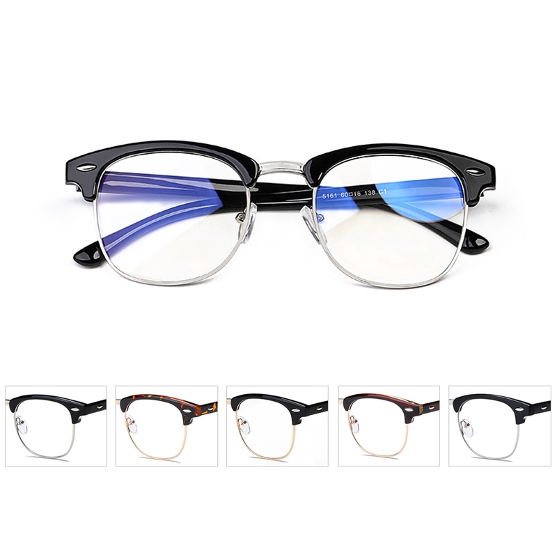 (YUZHU) Bayar di Tempat Anti Blue Kacamata RB Design Half Frame Eyeglasses Wanita/Pria