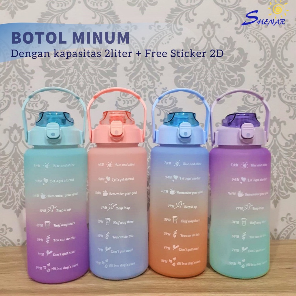 (2LTR) SHENAR BOTOL MINUM 2 Liter / BOTOL MINUM VIRAL / BOTOL MINUM PELANGI / BOTOL MINUM MOTIVASI / BOTOL MINUM STIKER / BOTOL MINUM ANAK / BOTOL ANAK