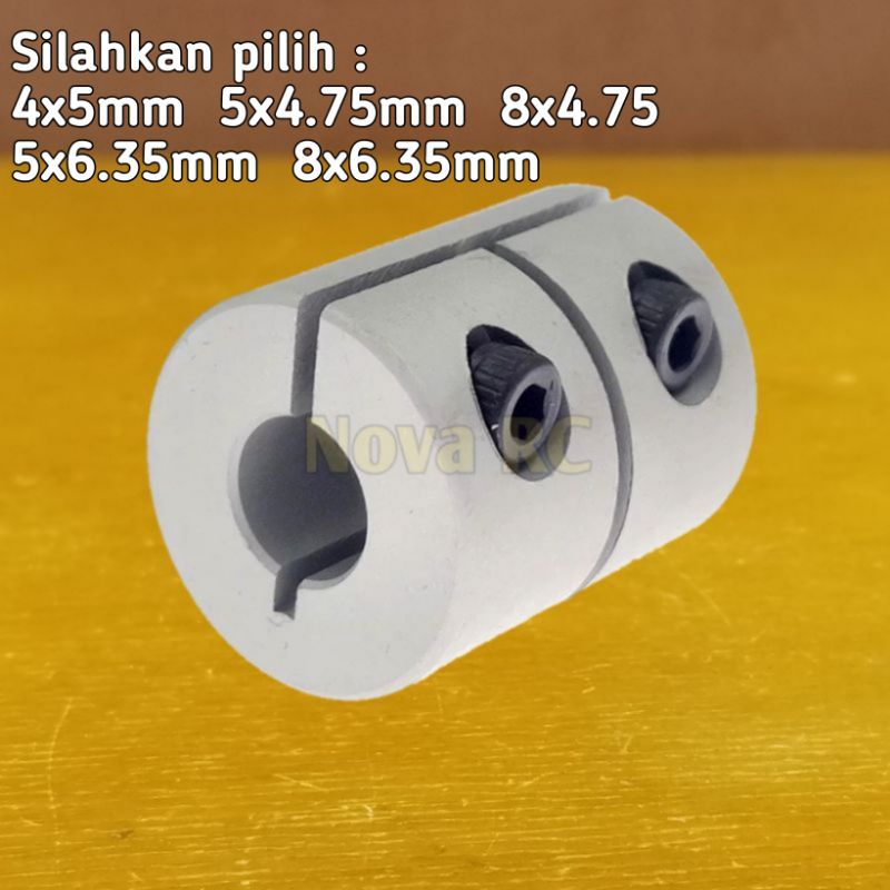 Joint shaft coupler 4mm 5mm 8mm to 4.76mm 6.35mm bahan aluminium cnc