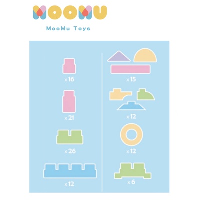 MOOMU Soft Building Block Baby Toys 120 pcs | Mainan Balok Bayi