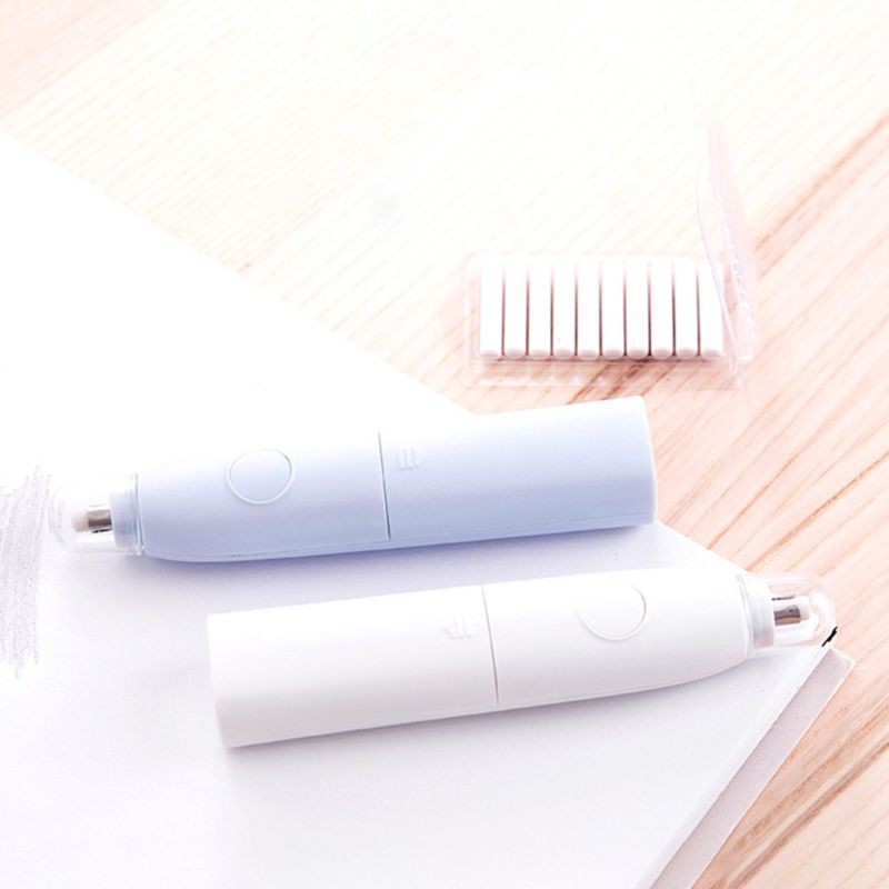 

Free Ongkir ya Kawaii Electric Pencil Eraser with 10pcs Rubber Refills for Kids Painting Sketch