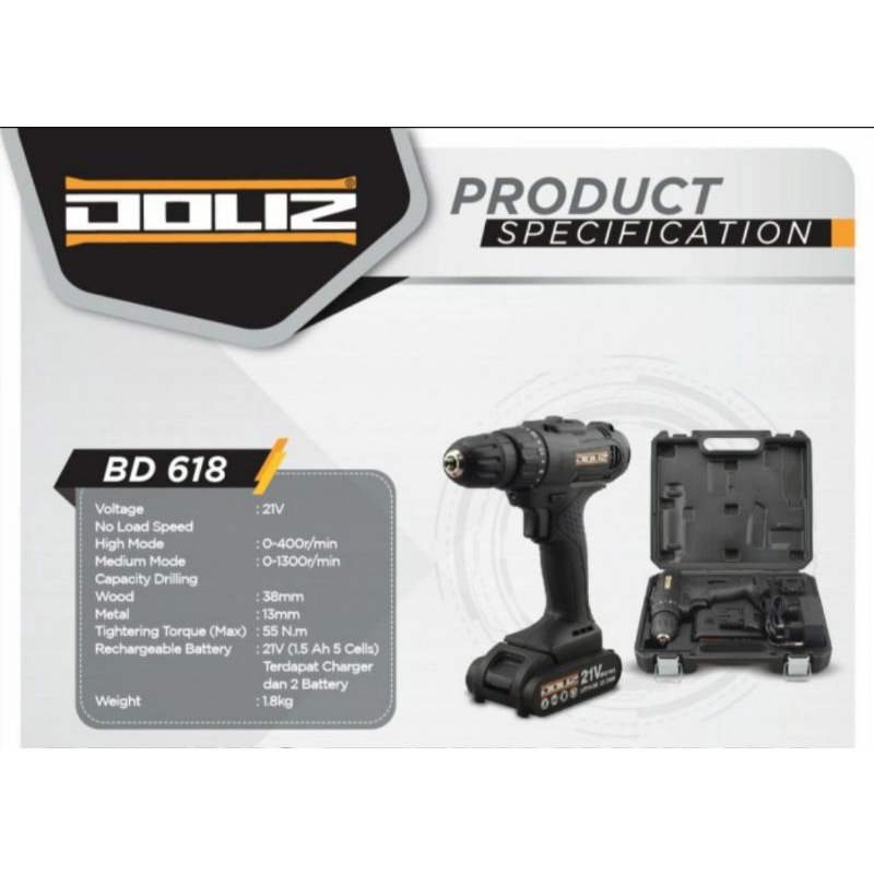 Bor Charge Doliz Cordless Drill Doliz BD618