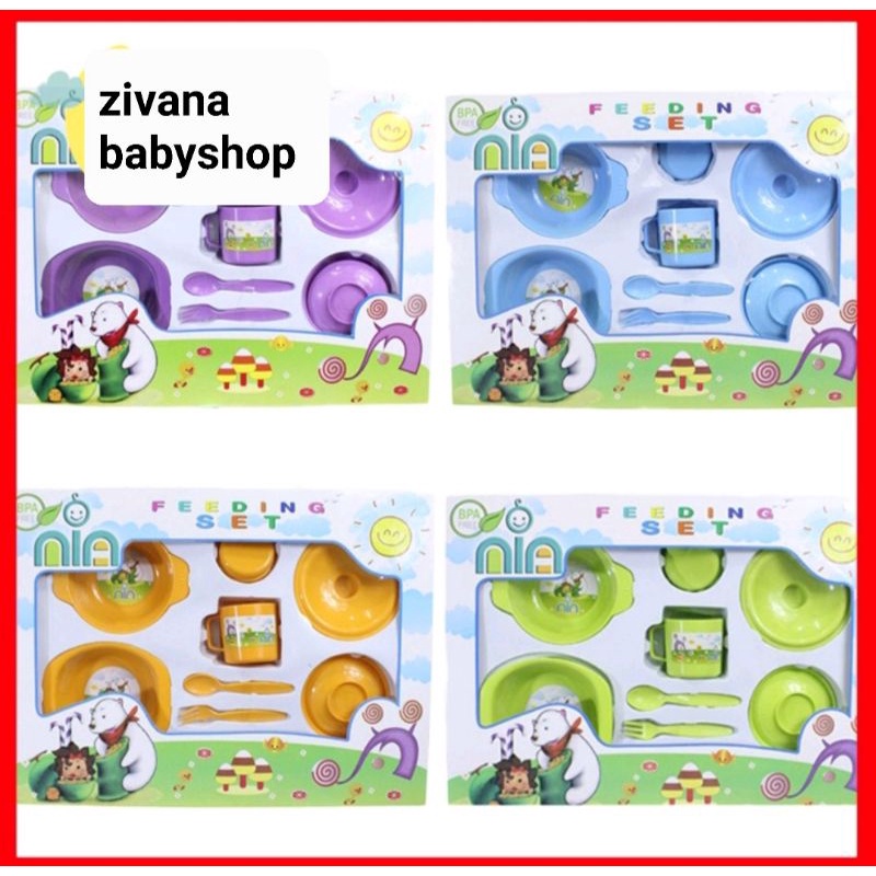 Tempat Makan Bayi Feeding Set Nia Ukuran Besar Merk Nia