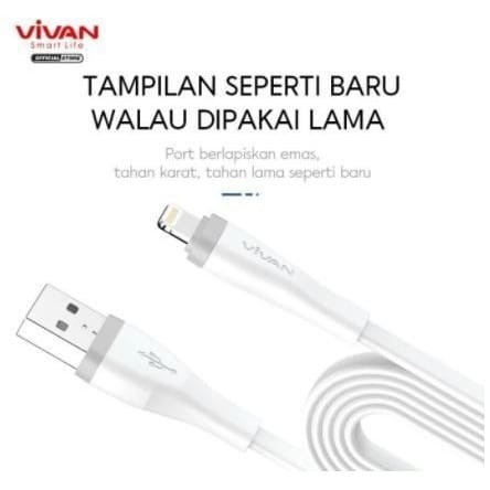 VIVAN Kabel Data SL200S Cable Data Lightning 2M Fast Charging 2A For Iphone Garansi Original Resmi